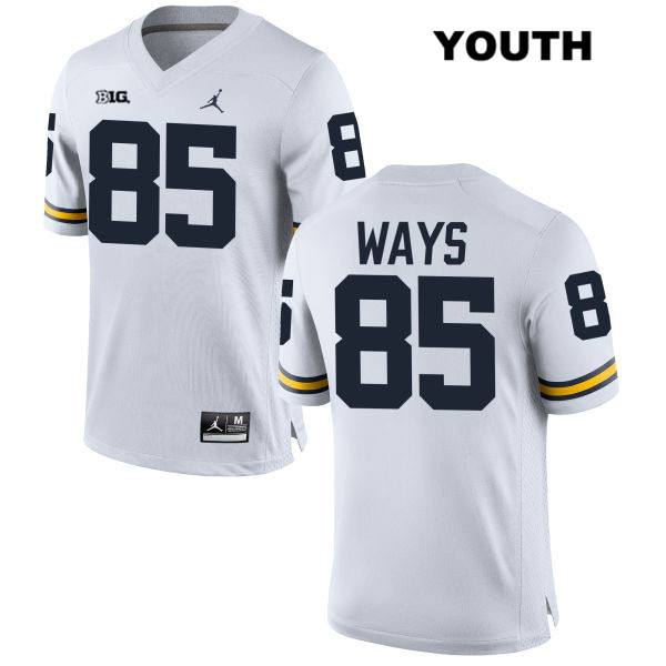Youth NCAA Michigan Wolverines Maurice Ways #85 White Jordan Brand Authentic Stitched Football College Jersey MS25S12WV